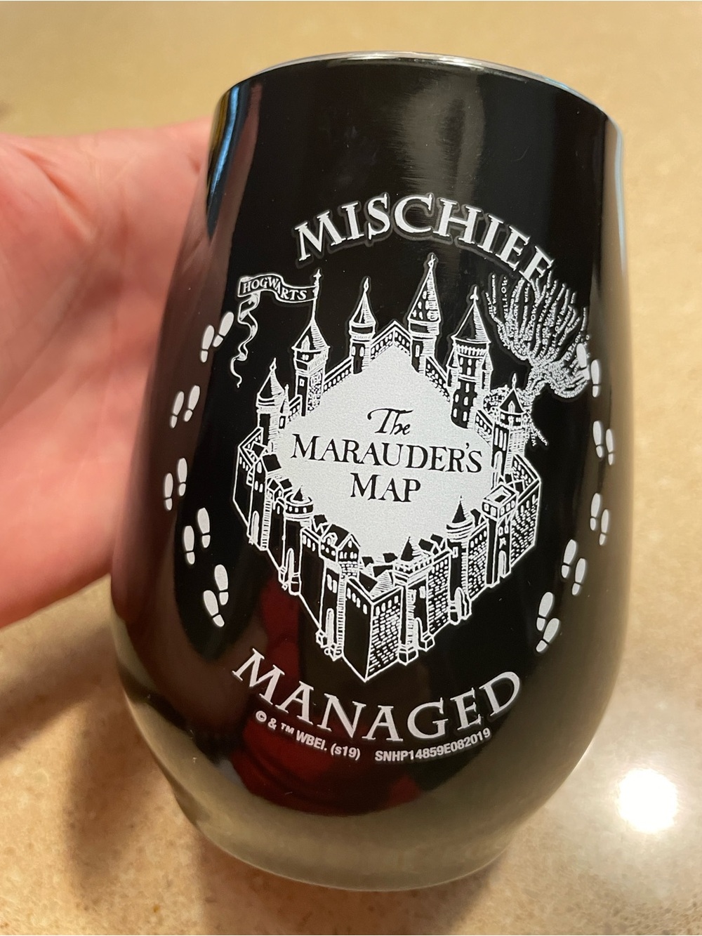 NWOT-Black Mischief Managed Marauder's Map Stemless Drinkware - Harry Potter